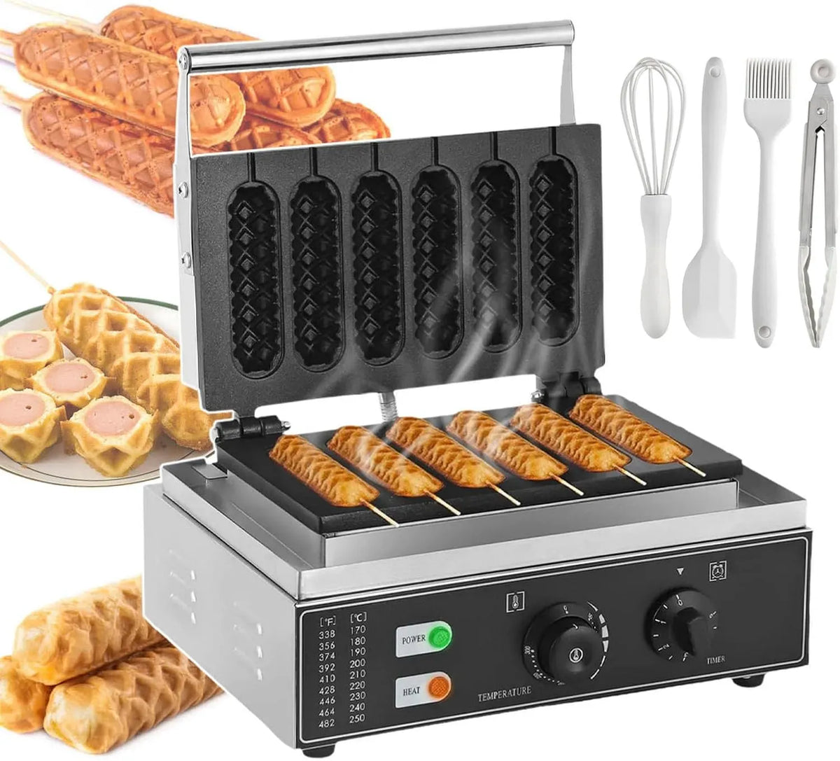Machine À Corn-Dogs, Machine À Hot-Dogs, Machine À Gaufres, minuteur, professionnel, pour Hot-Dogs Commerciale En Fer