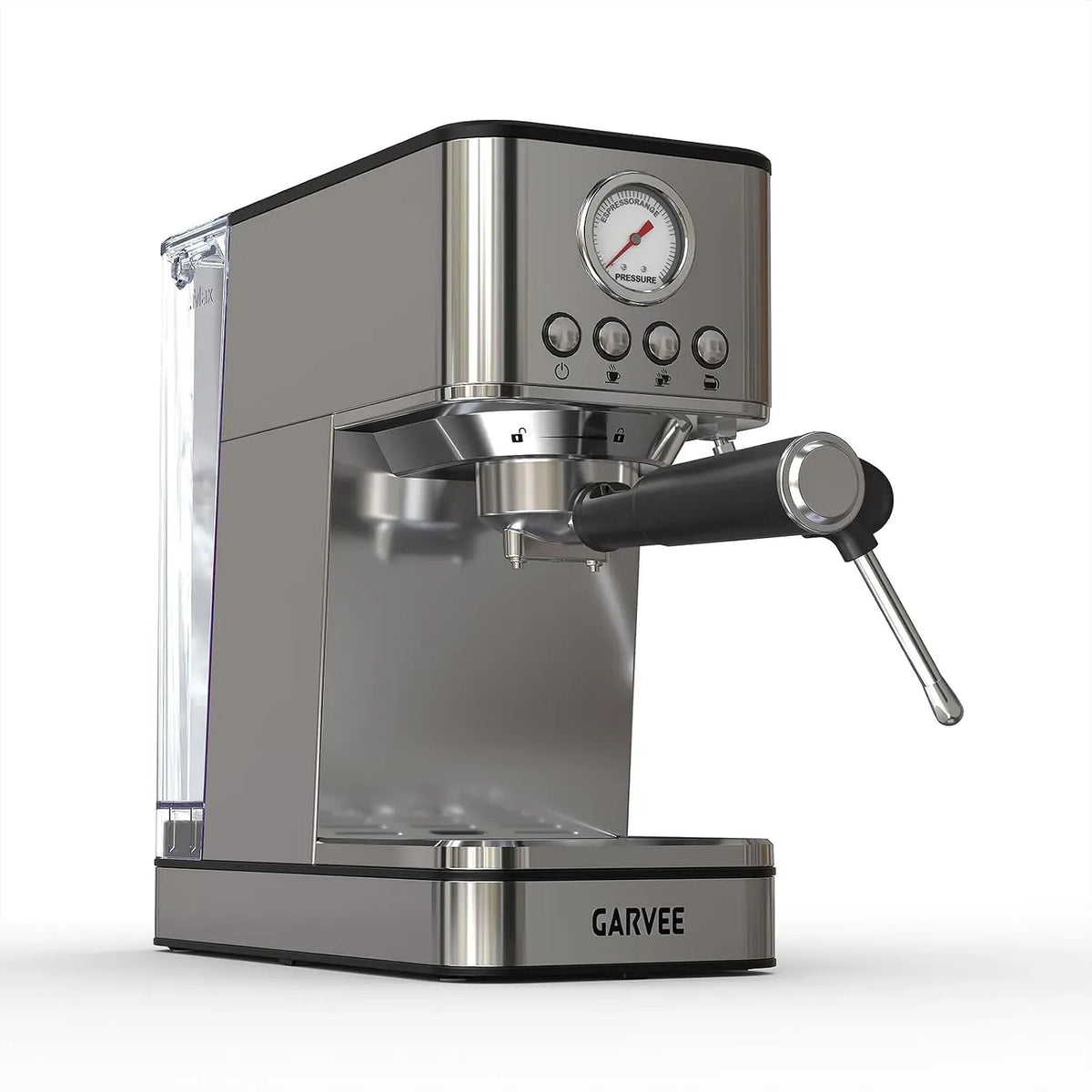 Machine à expresso, 1,7 L, 1200 W, grand réservoir, vapeur, amovible, acier inoxydable, Buse vapeur 360°, standard EU