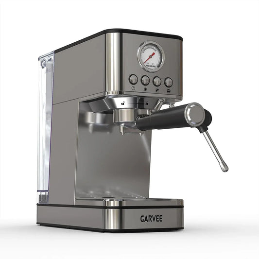 Machine à expresso, 1,7 L, 1200 W, grand réservoir, vapeur, amovible, acier inoxydable, Buse vapeur 360°, standard EU