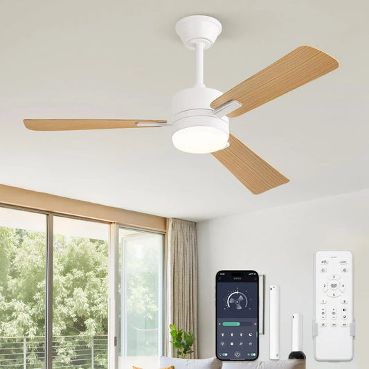 Ventilateur, 106 cm, 45 W, ZMISHIBO 3CCT Minuterie2/4H, minuteur, décoration de salon, silencieux, Luminosité Réglable de 10% à 100%, 6 Vitesses