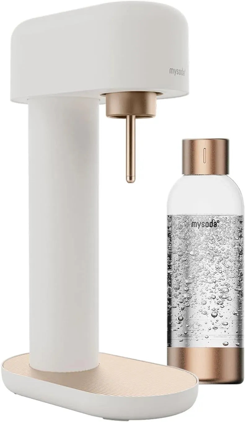 CO2 Machine à eau, blanc, bouteille, Mysoda Ruby 2, Machine à eau pétillante design équipé de une bouteille d'eau en PET sans cylindre de