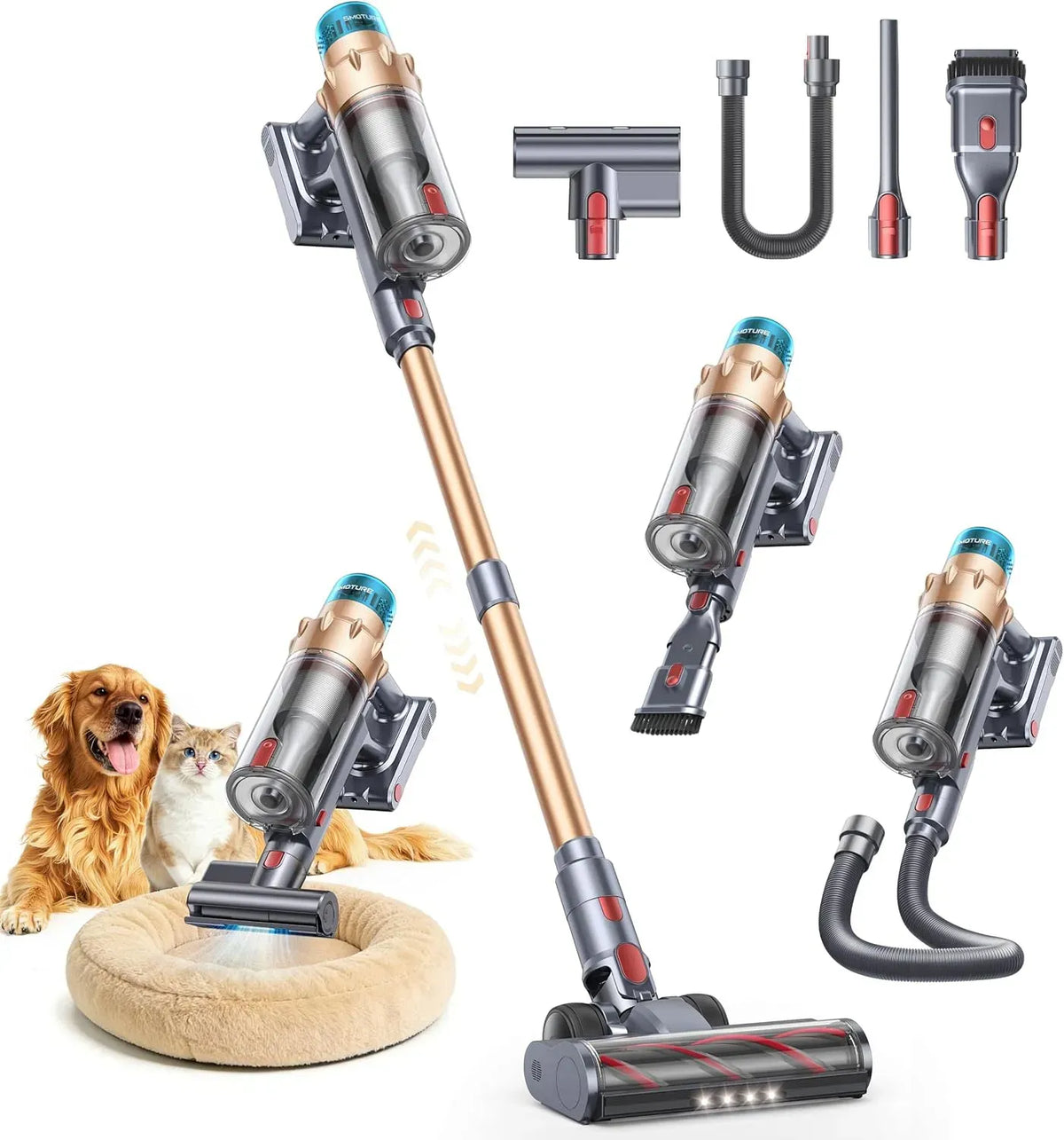 Aspirateur, 650 W, SMOTURE 70Mins, tactile, Écran Tactile, Tuyau 1M