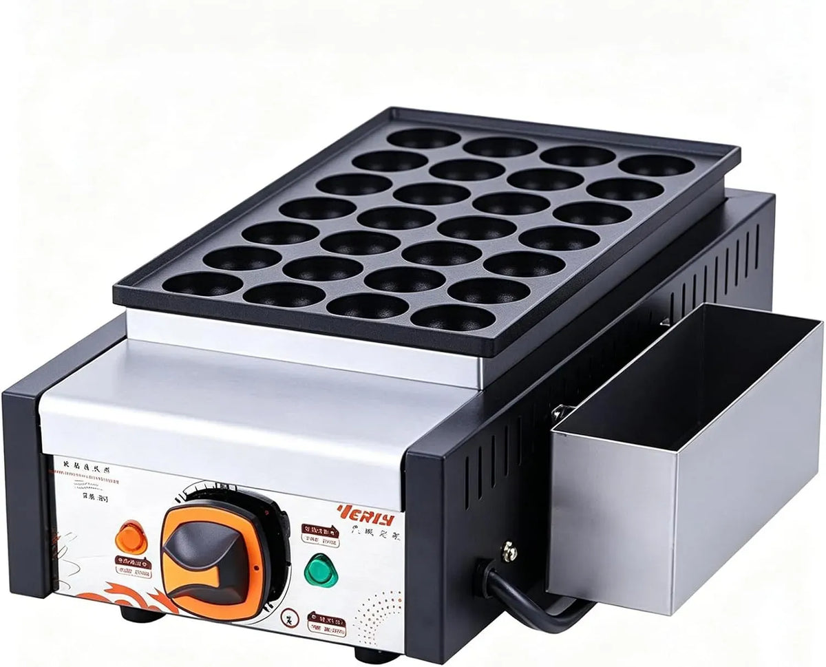 Plaque de cuisson, 1650 W, 50 à 300 °C, 2 zones de température, Appareil électrique à Takoyaki 28 cavités, Ø 40 mm