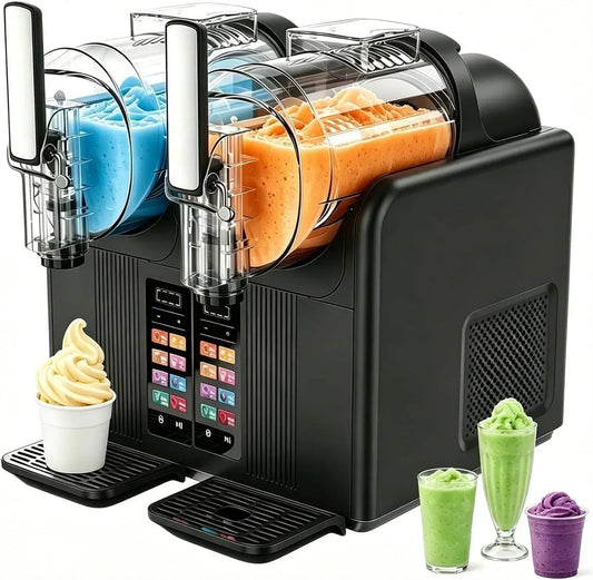 Machine à Granités, Cream Maker, 2 L, 7 programmes, congélation rapide, noir, bois, pour Boissons Glacées