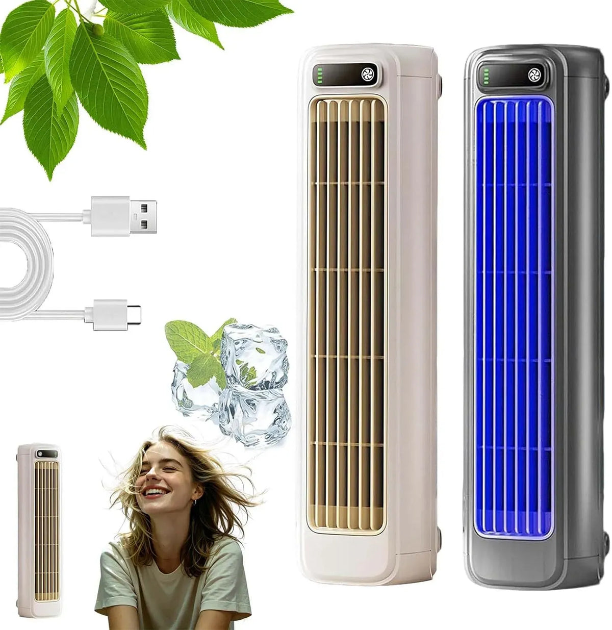 Réfrigérateur, portable, 3 vitesses, USB, silencieux, noir, Mini Climatiseur Mobile et Portable, Rafraichisseur d'Air Silencieux