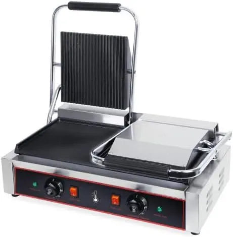 Grill, gril à panini et croque-monsieur, 0 à 300 °C, 3,6 kW, professionnel, acier inoxydable