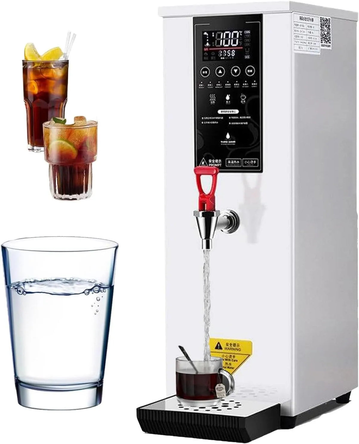 Chauffe-eau, 25 L, 3000 W, tactile, écran LCD, professionnel, blanc, Distributeur d'eau Chaude 25L 3000W pour la Maison